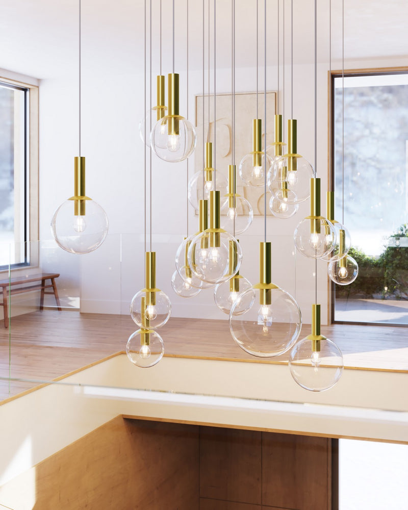 Sonneman 3760.38 One Light Pendant, Satin Brass