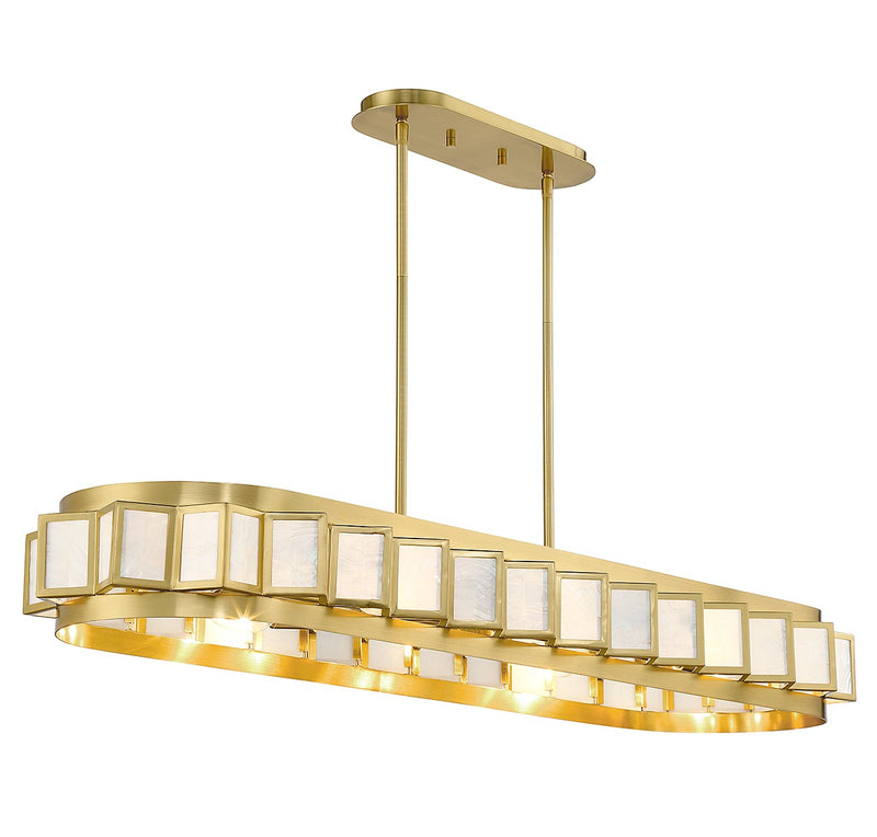 Savoy House 1-3165-8-322 Eight Light Linear Chandelier, Warm Brass