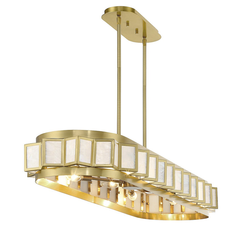 Savoy House 1-3165-8-322 Eight Light Linear Chandelier, Warm Brass