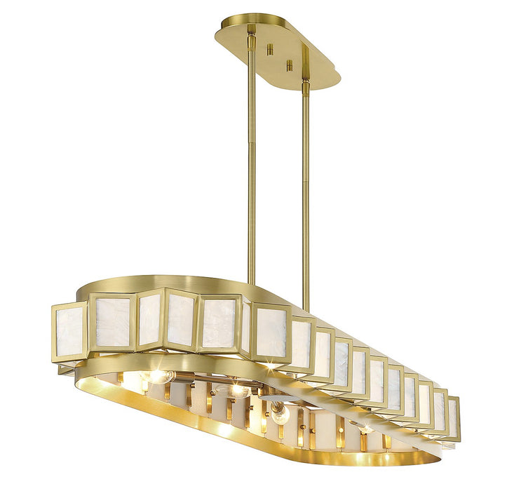 Savoy House 1-3165-8-322 Eight Light Linear Chandelier, Warm Brass