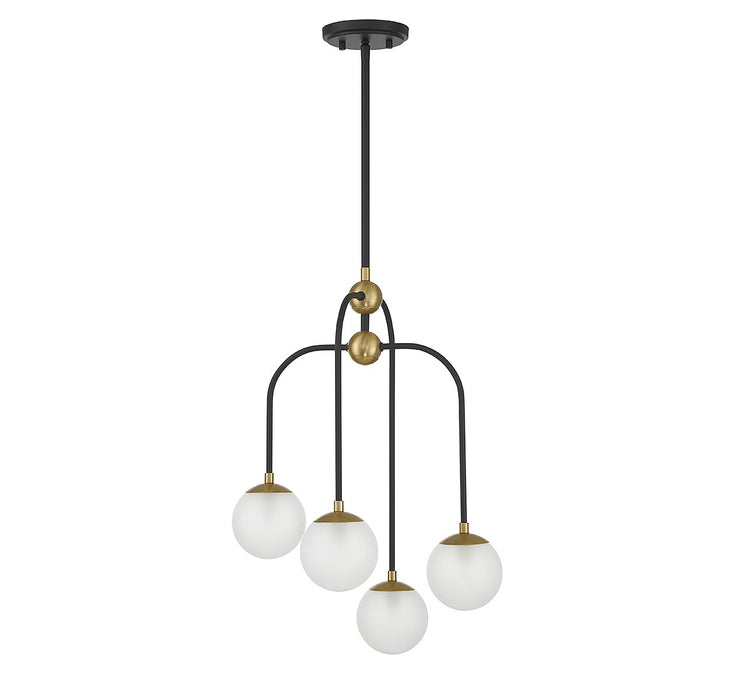 Savoy House 1-6697-4-143 Four Light Chandelier, Matte Black with Warm Brass