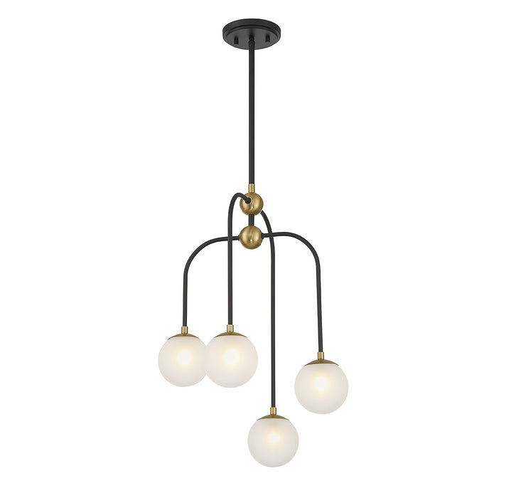 Savoy House 1-6697-4-143 Four Light Chandelier, Matte Black with Warm Brass