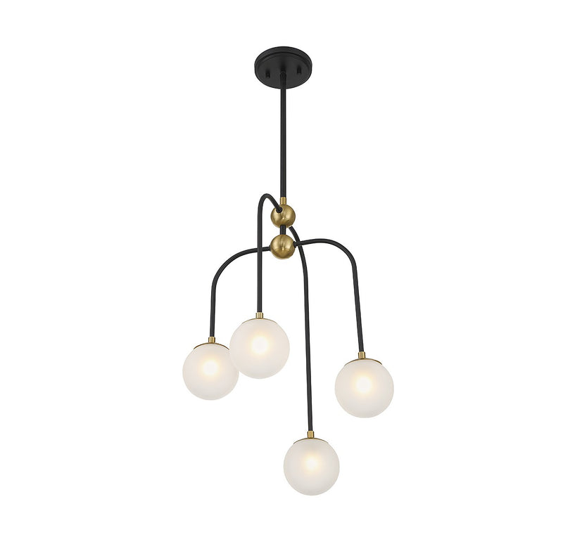 Savoy House 1-6697-4-143 Four Light Chandelier, Matte Black with Warm Brass