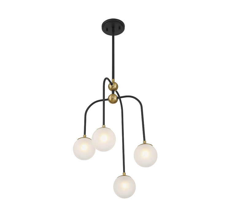 Savoy House 1-6697-4-143 Four Light Chandelier, Matte Black with Warm Brass