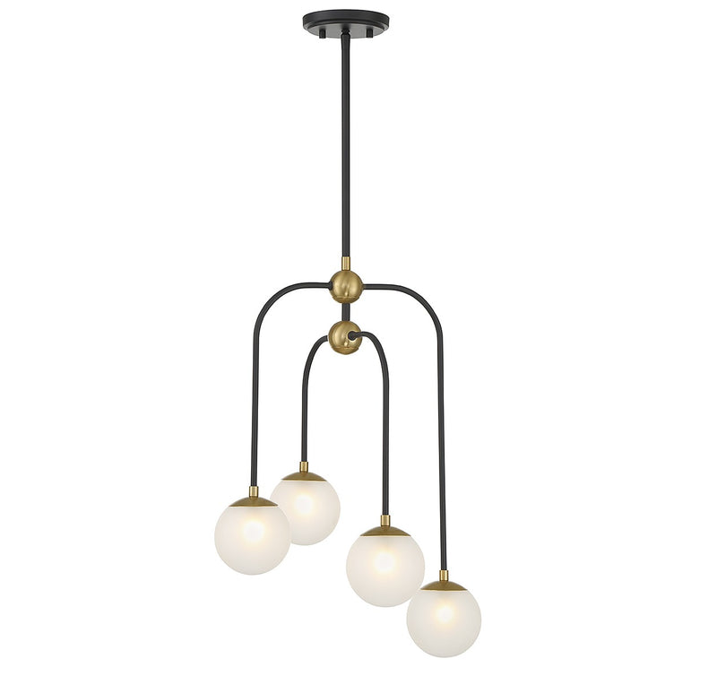 Savoy House 1-6697-4-143 Four Light Chandelier, Matte Black with Warm Brass