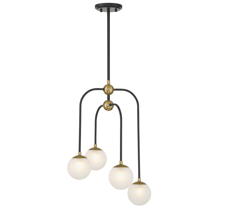 Savoy House 1-6697-4-143 Four Light Chandelier, Matte Black with Warm Brass