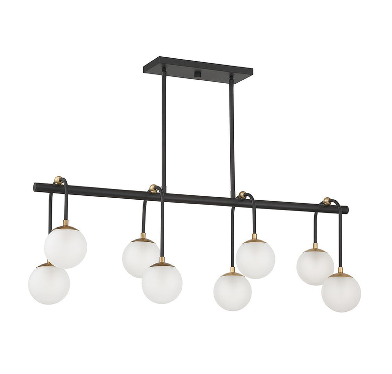 Savoy House 1-6699-8-143 Eight Light Linear Chandelier, Matte Black with Warm Brass