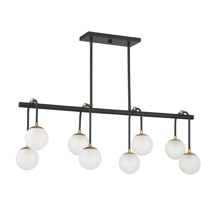 Savoy House 1-6699-8-143 Eight Light Linear Chandelier, Matte Black with Warm Brass