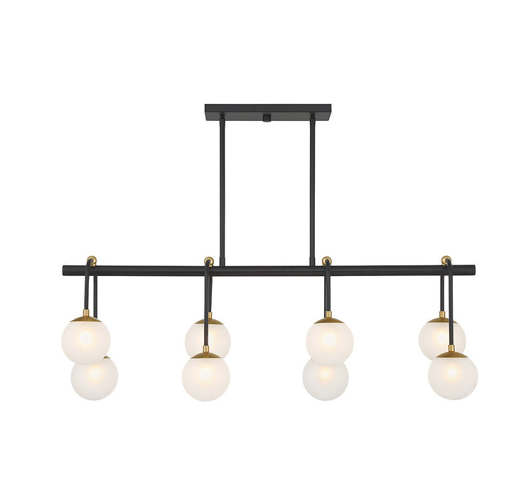 Savoy House 1-6699-8-143 Eight Light Linear Chandelier, Matte Black with Warm Brass