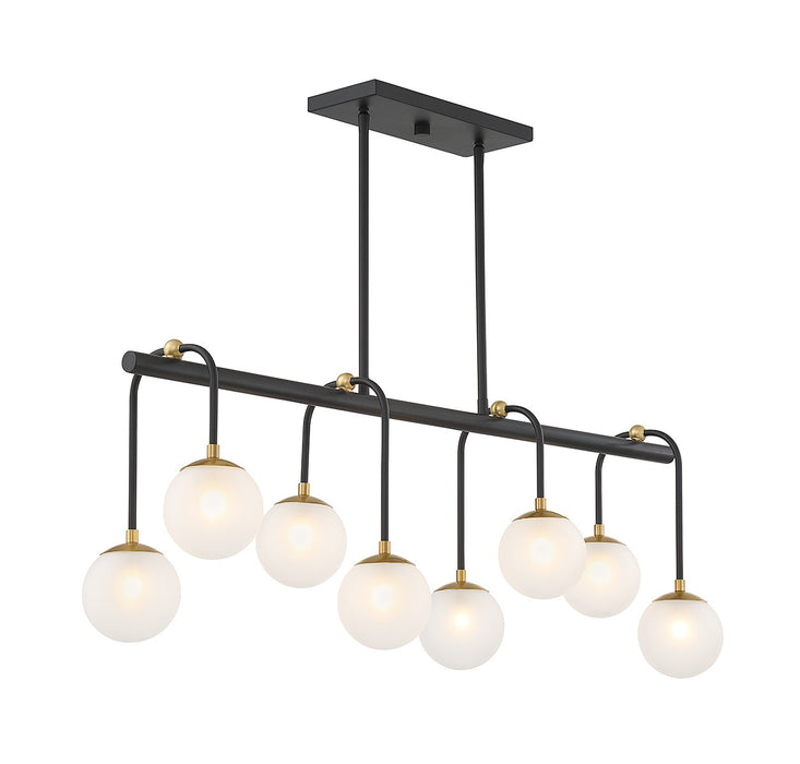 Savoy House 1-6699-8-143 Eight Light Linear Chandelier, Matte Black with Warm Brass