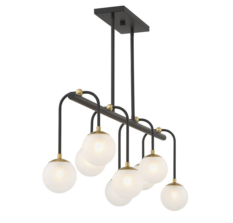 Savoy House 1-6699-8-143 Eight Light Linear Chandelier, Matte Black with Warm Brass