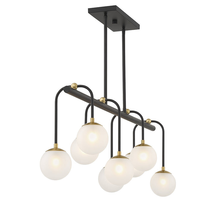 Savoy House 1-6699-8-143 Eight Light Linear Chandelier, Matte Black with Warm Brass