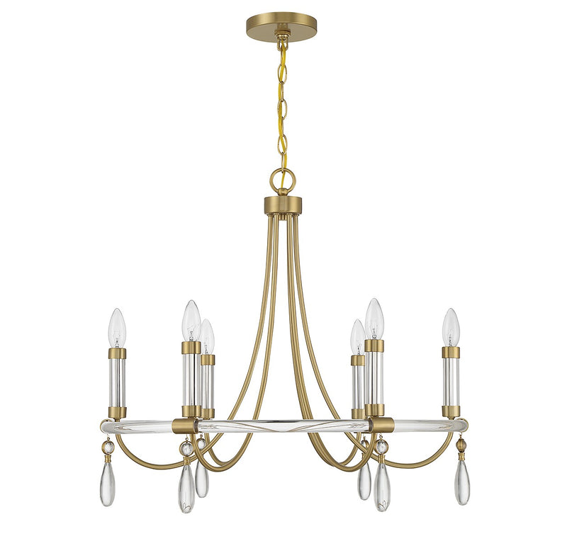 Savoy House 1-7716-6-195 Six Light Chandelier, Warm Brass and Chrome