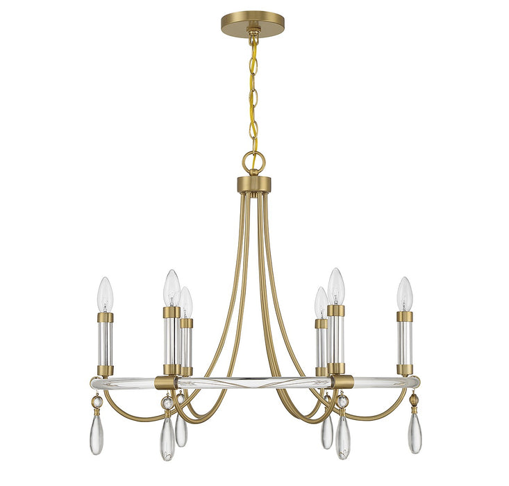 Savoy House 1-7716-6-195 Six Light Chandelier, Warm Brass and Chrome