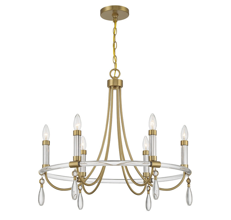Savoy House 1-7716-6-195 Six Light Chandelier, Warm Brass and Chrome