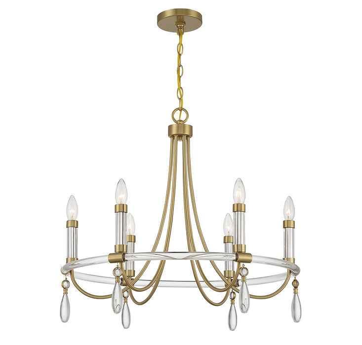 Savoy House 1-7716-6-195 Six Light Chandelier, Warm Brass and Chrome