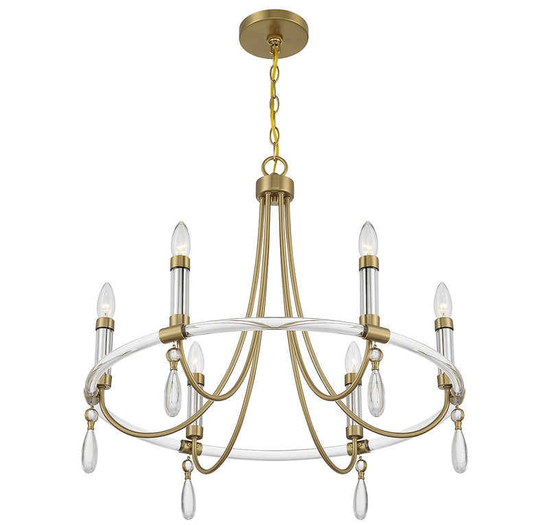 Savoy House 1-7716-6-195 Six Light Chandelier, Warm Brass and Chrome