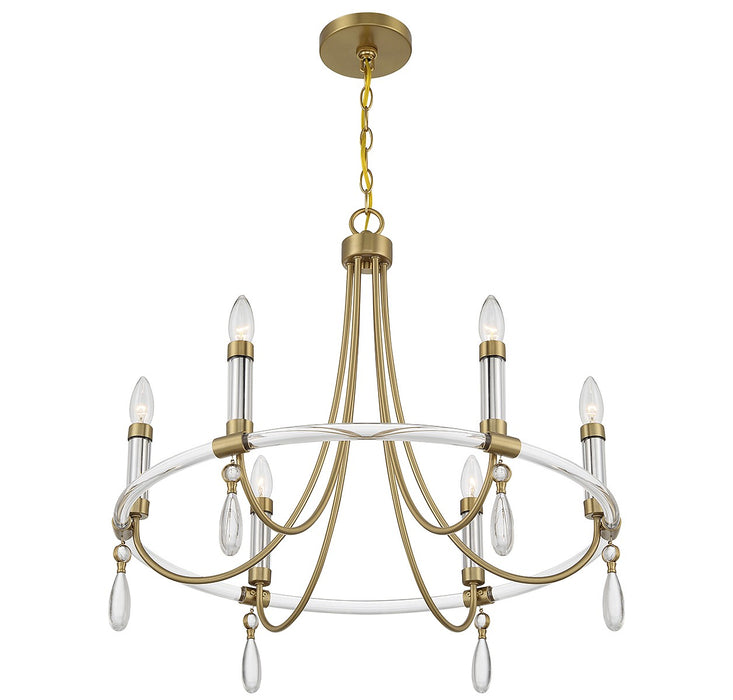 Savoy House 1-7716-6-195 Six Light Chandelier, Warm Brass and Chrome