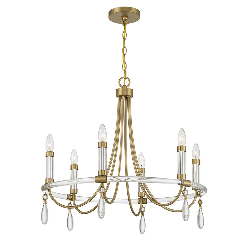 Savoy House 1-7716-6-195 Six Light Chandelier, Warm Brass and Chrome