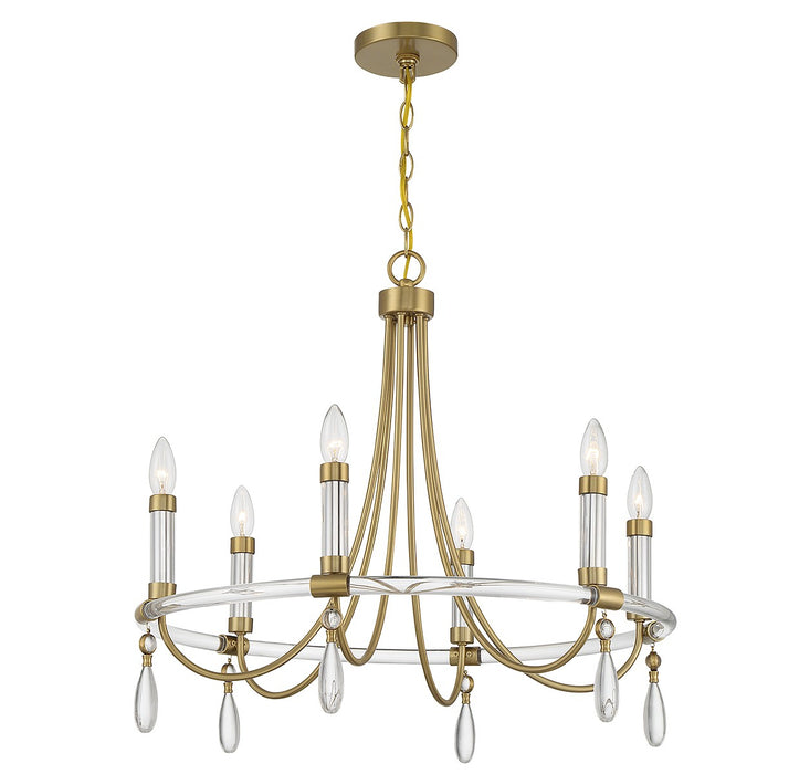 Savoy House 1-7716-6-195 Six Light Chandelier, Warm Brass and Chrome