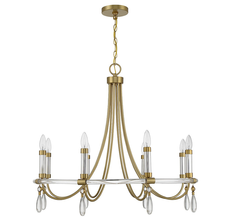 Savoy House 1-7718-8-195 Eight Light Chandelier, Warm Brass and Chrome
