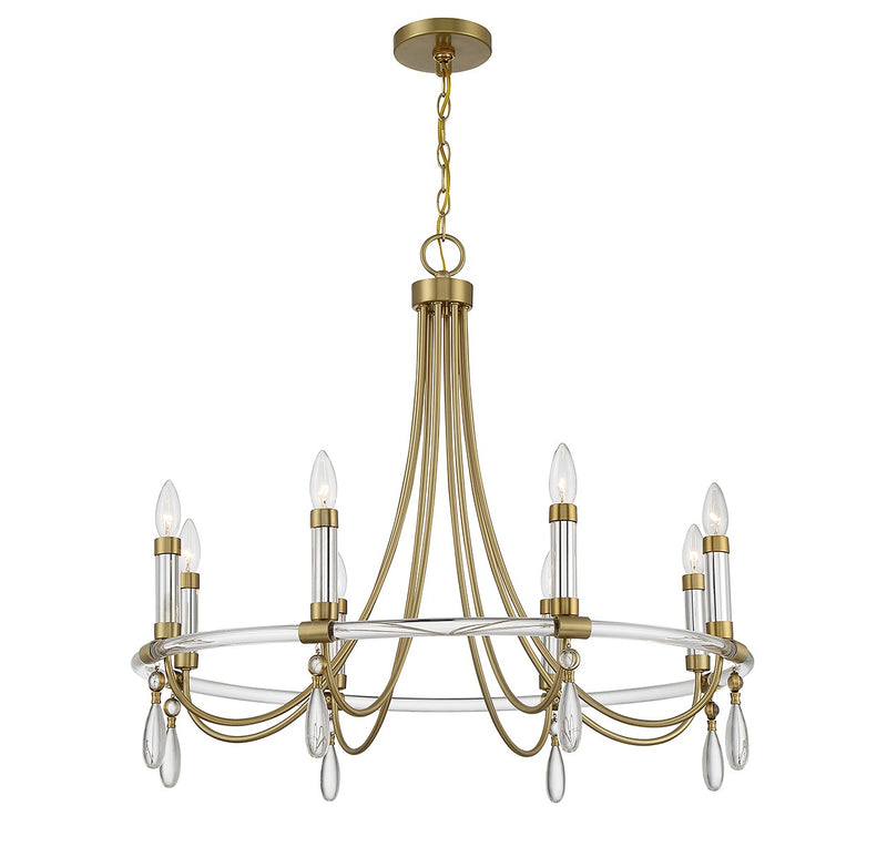 Savoy House 1-7718-8-195 Eight Light Chandelier, Warm Brass and Chrome