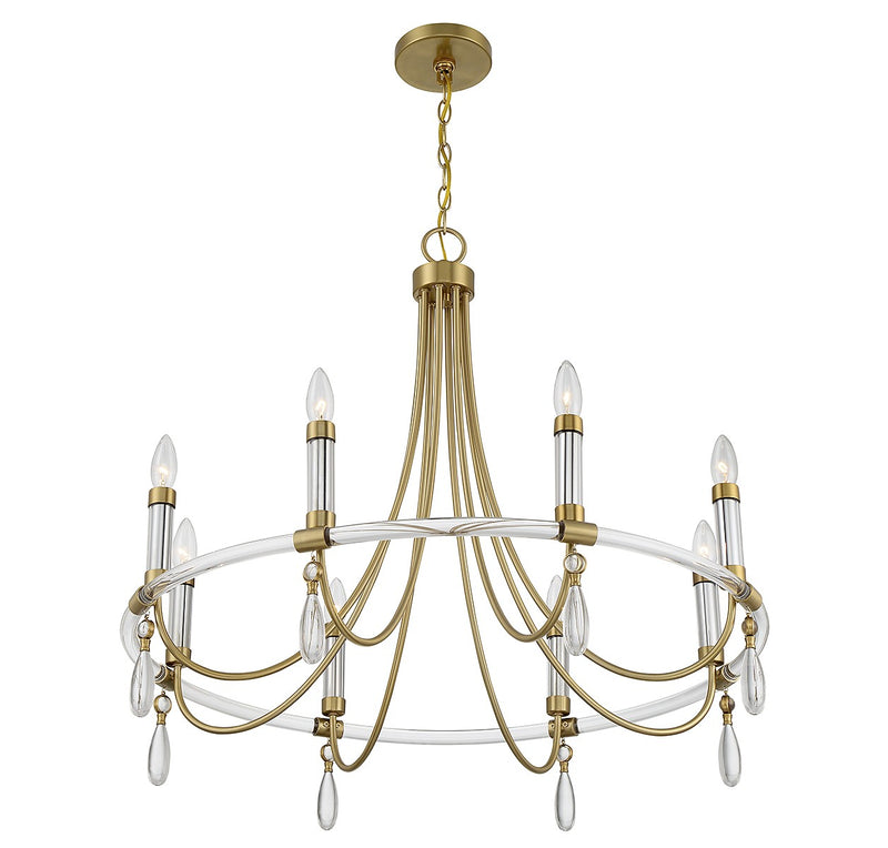 Savoy House 1-7718-8-195 Eight Light Chandelier, Warm Brass and Chrome