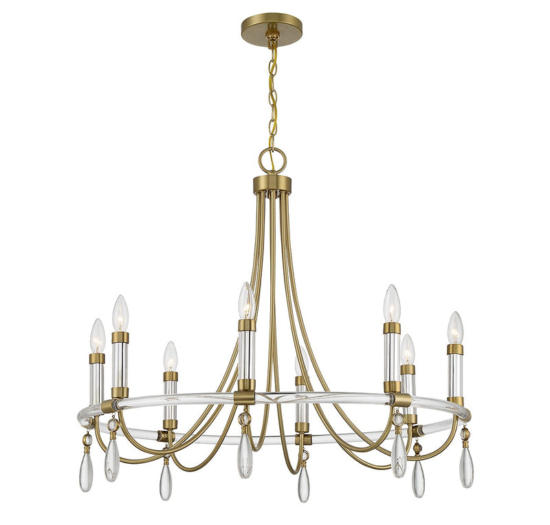 Savoy House 1-7718-8-195 Eight Light Chandelier, Warm Brass and Chrome