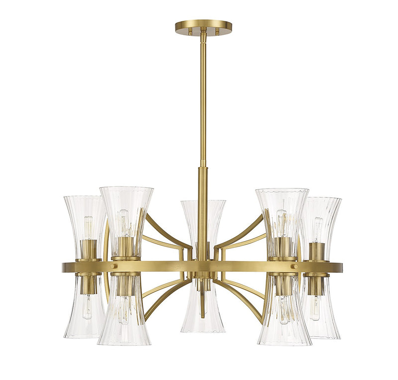 Savoy House 1-9704-10-322 Ten Light Chandelier, Warm Brass