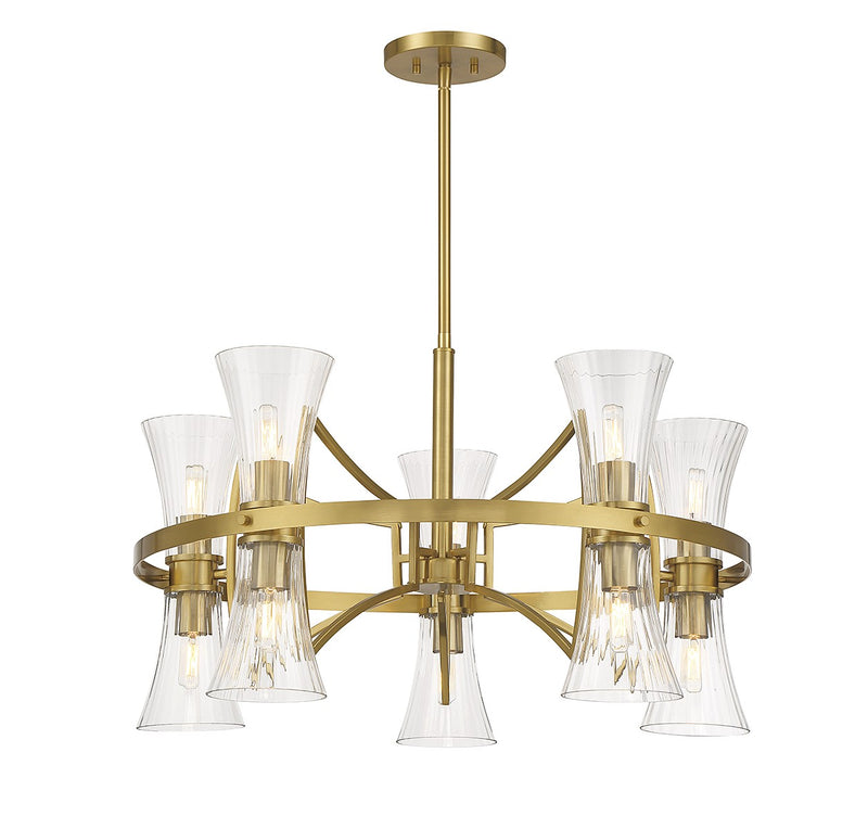 Savoy House 1-9704-10-322 Ten Light Chandelier, Warm Brass