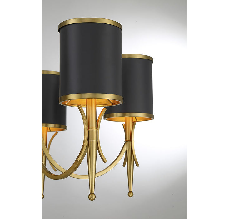 Savoy House 1-9945-5-143 Five Light Chandelier, Matte Black with Warm Brass