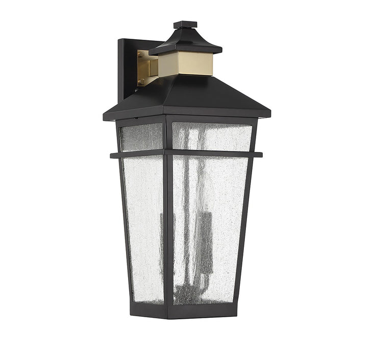 Savoy House 5-714-143 Two Light Outdoor Wall Lantern, Matte Black with Warm Brass