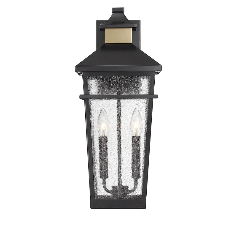 Savoy House 5-714-143 Two Light Outdoor Wall Lantern, Matte Black with Warm Brass