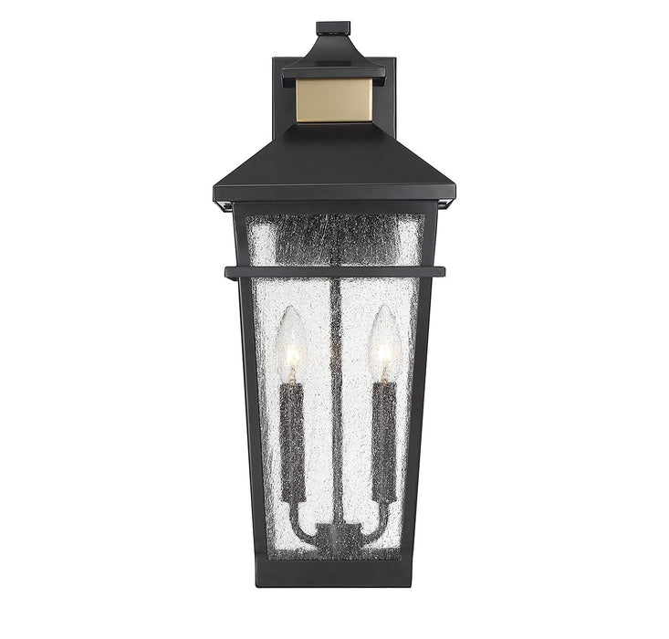Savoy House 5-714-143 Two Light Outdoor Wall Lantern, Matte Black with Warm Brass