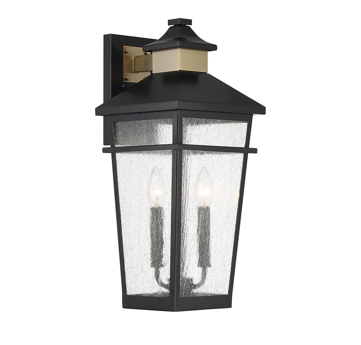 Savoy House 5-714-143 Two Light Outdoor Wall Lantern, Matte Black with Warm Brass