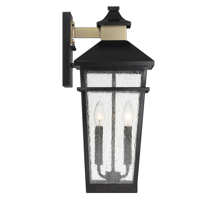 Savoy House 5-714-143 Two Light Outdoor Wall Lantern, Matte Black with Warm Brass