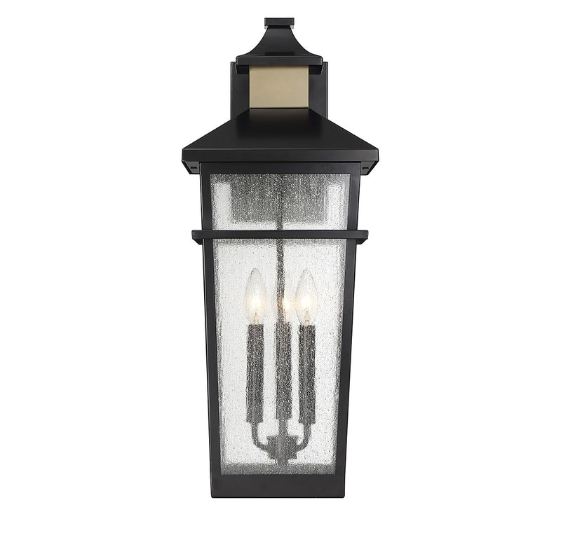 Savoy House 5-715-143 Three Light Outdoor Wall Lantern, Matte Black with Warm Brass