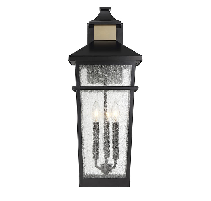 Savoy House 5-715-143 Three Light Outdoor Wall Lantern, Matte Black with Warm Brass
