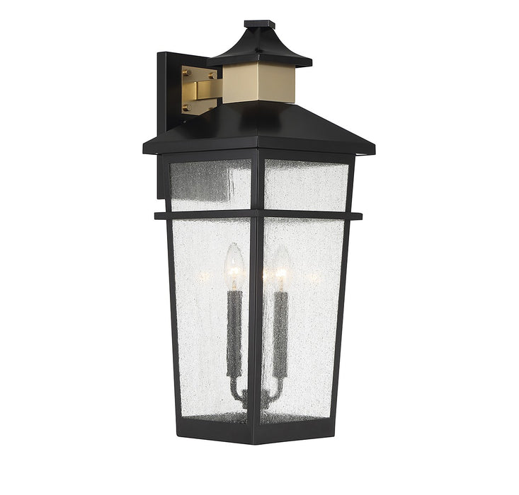 Savoy House 5-715-143 Three Light Outdoor Wall Lantern, Matte Black with Warm Brass
