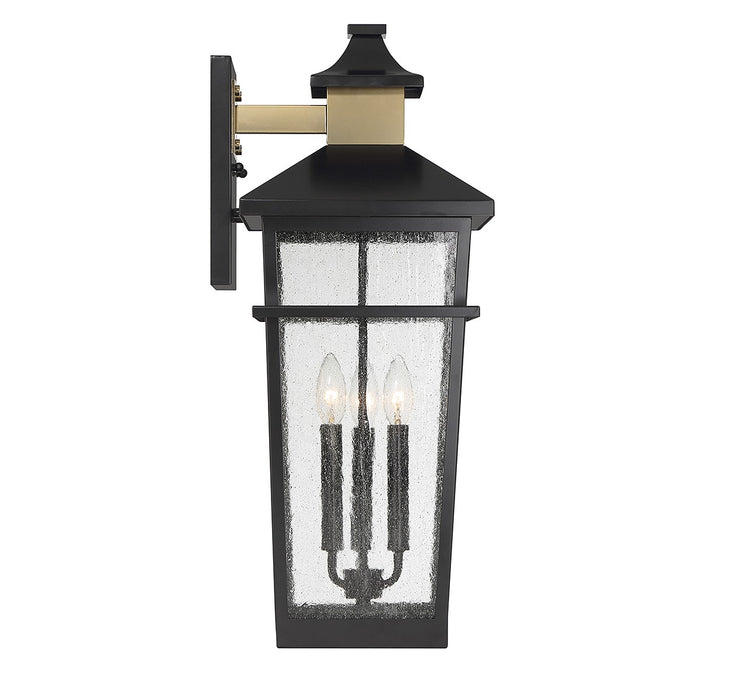 Savoy House 5-715-143 Three Light Outdoor Wall Lantern, Matte Black with Warm Brass