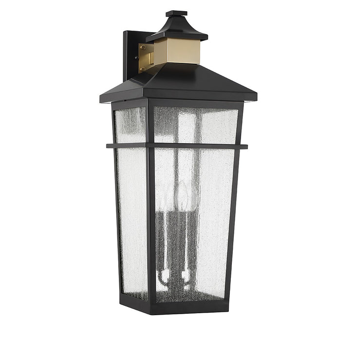 Savoy House 5-716-143 Four Light Outdoor Wall Lantern, Matte Black with Warm Brass