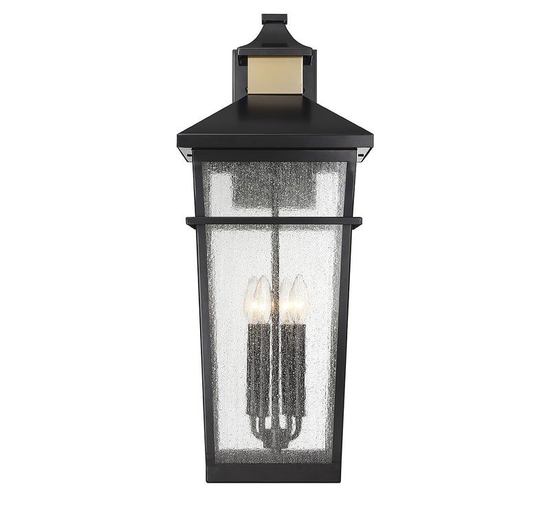 Savoy House 5-716-143 Four Light Outdoor Wall Lantern, Matte Black with Warm Brass