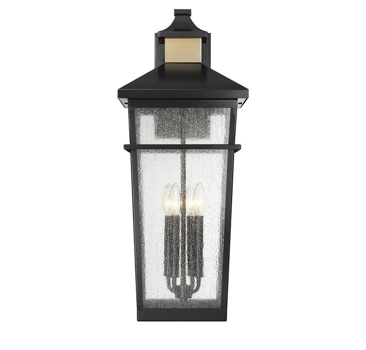 Savoy House 5-716-143 Four Light Outdoor Wall Lantern, Matte Black with Warm Brass