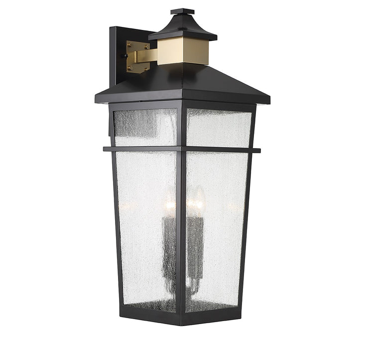 Savoy House 5-716-143 Four Light Outdoor Wall Lantern, Matte Black with Warm Brass