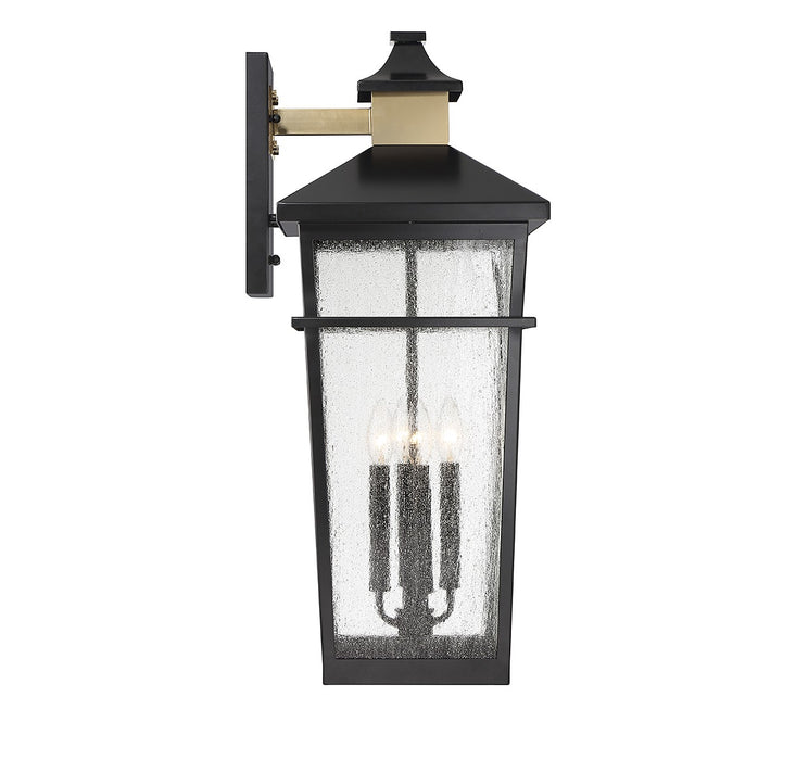 Savoy House 5-716-143 Four Light Outdoor Wall Lantern, Matte Black with Warm Brass