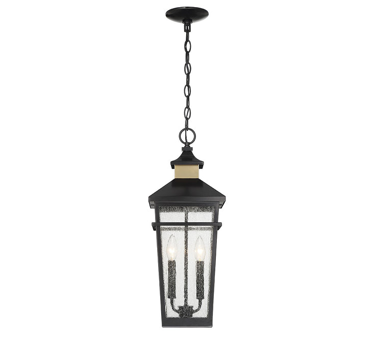 Savoy House 5-717-143 Two Light Outdoor Hanging Lantern, Matte Black with Warm Brass
