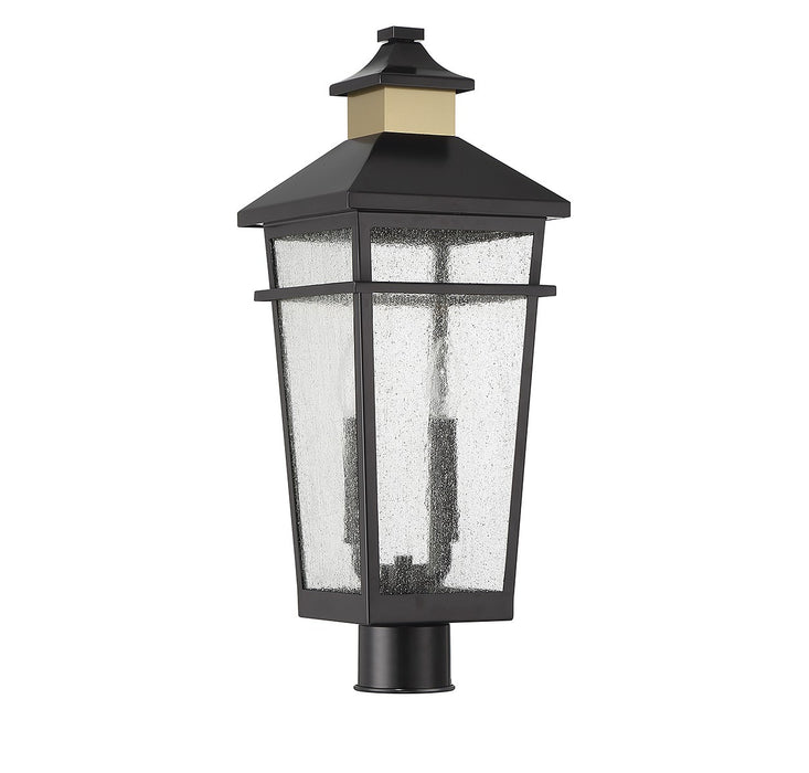 Savoy House 5-718-143 Two Light Outdoor Post Lantern, Matte Black with Warm Brass