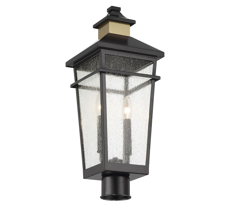 Savoy House 5-718-143 Two Light Outdoor Post Lantern, Matte Black with Warm Brass