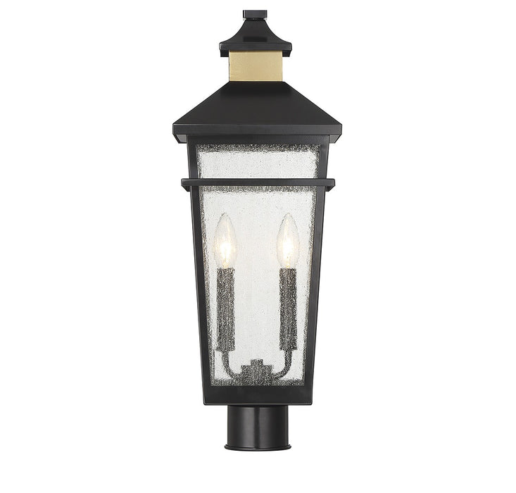 Savoy House 5-718-143 Two Light Outdoor Post Lantern, Matte Black with Warm Brass