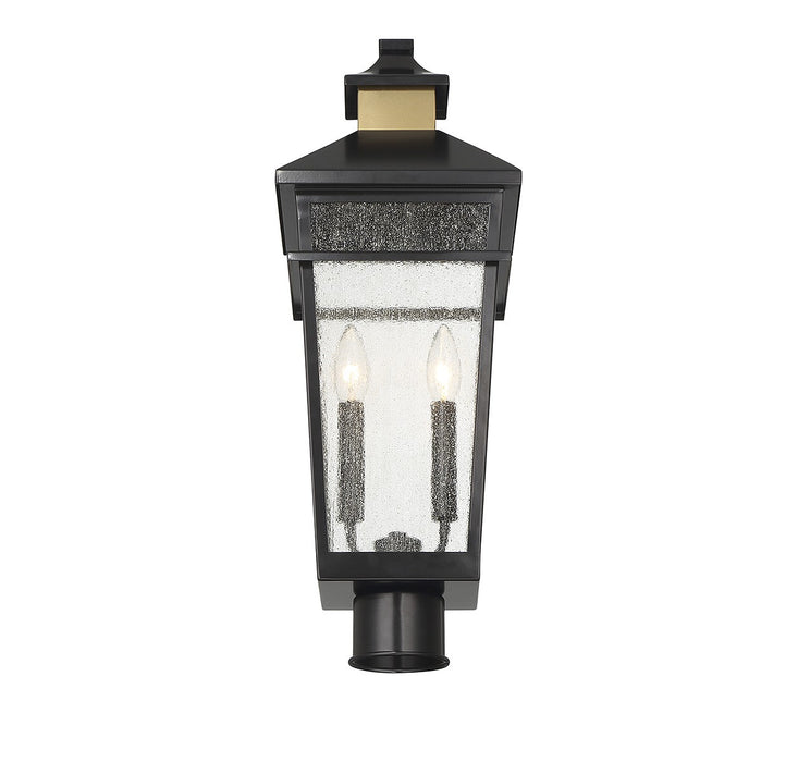 Savoy House 5-718-143 Two Light Outdoor Post Lantern, Matte Black with Warm Brass